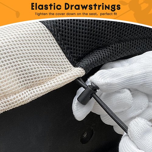 Golf Cart Seat Covers Fit EZGO TXT RXV Club Car DS 2000 and UP Standard Seat Cushion,Front Seat Covers Cooling Breathable Fabric Washable,Replacement Seat Cover No Stapler Needed(Black&Beige)