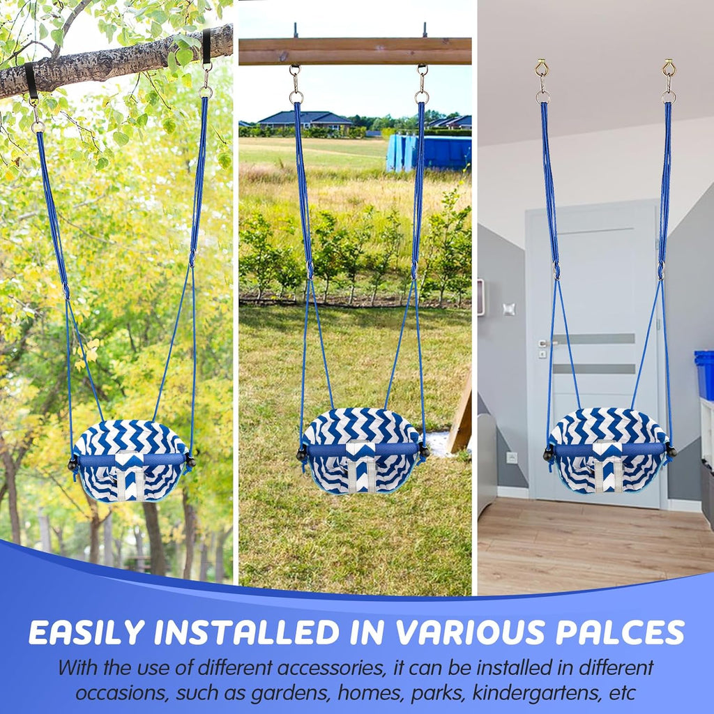 Skiennix Toddler Swing - Comfy Indoor/Outdoor Baby Swing Seat with Safety Harness | Easy Installation, Blue