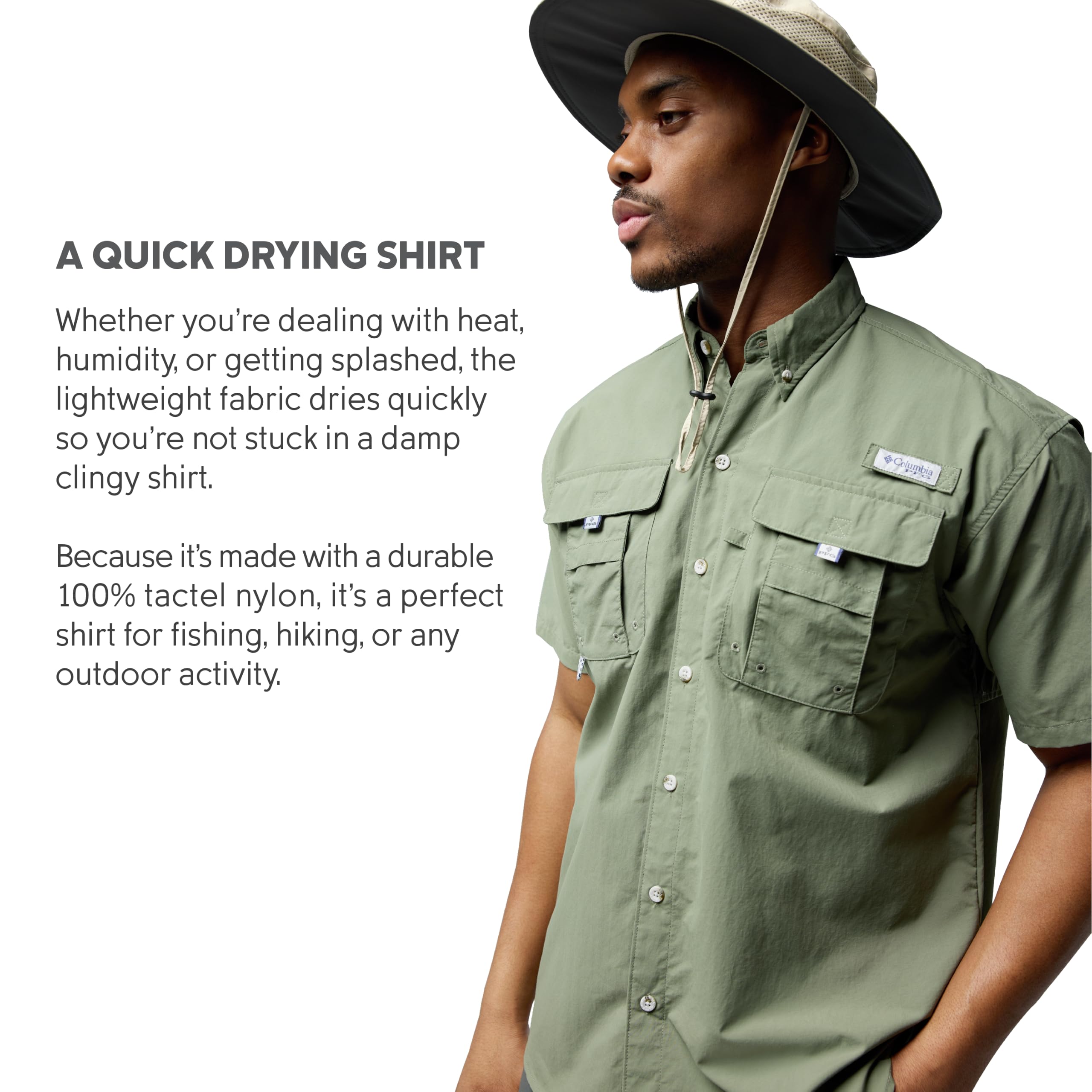 Columbia Mens PFG Bahama II Short Sleeve Fishing Shirt, Cypress, X-Large