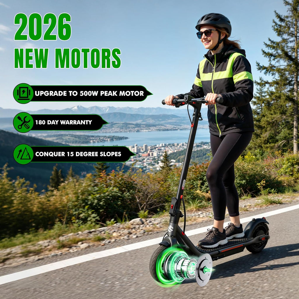 YHR Electric Scooter - Powerful 350W/500W Motor | 19 MPH, 20-Mile Range, 8.5"/10" Tires
