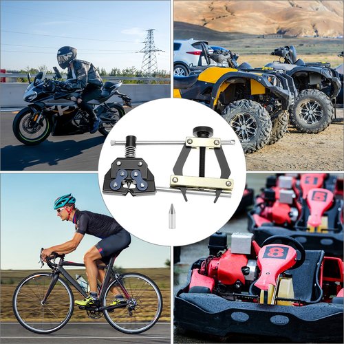 QWORK #25-60 Universal Roller Chain Tools Kit, Carbon Steel Chain Breaker, Cutter, Holder & Puller for Bicycles, Motorcycles, and ATVs