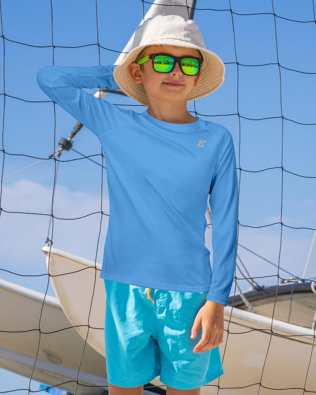 Skiennix UPF 50+ Boys Swim Shirt - Long Sleeve Rash Guard for UV Sun Protection | Perfect for Beach & Surfing