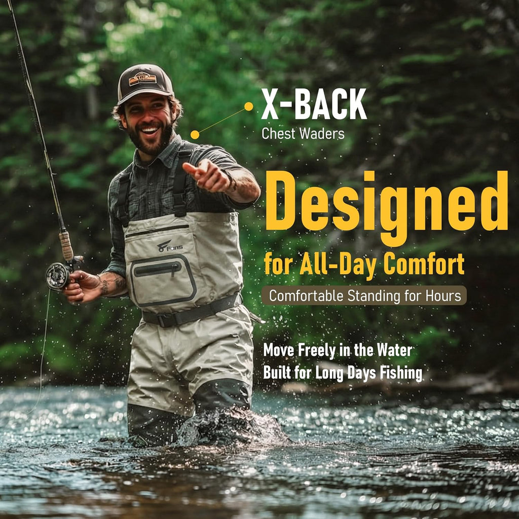 Skiennix Fishing Chest Waders - Waterproof Breathable Stockingfoot Design | Lightweight 3-Layer Neoprene for Men & Women