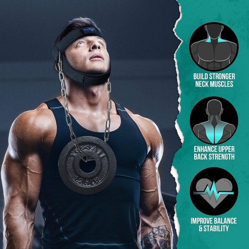 Yes4All Adjustable Neck Harness for Weight Training/Neck Exerciser with Wide Padded Strap Support Neck Strengthener & Resistance Training, Weight Lifting Head Harness Black