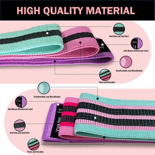 KANGFITER Resistance Bands - Non-Slip Fabric Booty Bands with Door Anchor for Home Workouts | Versatile for Yoga & Pilates
