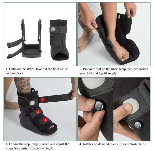 Jewlri Short Walking Boot, Air CAM Fracture Boot Protection Walker with Plastic Molded Uprights Support for Sprained Ankle Injured Broken Foot Recovery Fits Left or Right Foot Medium