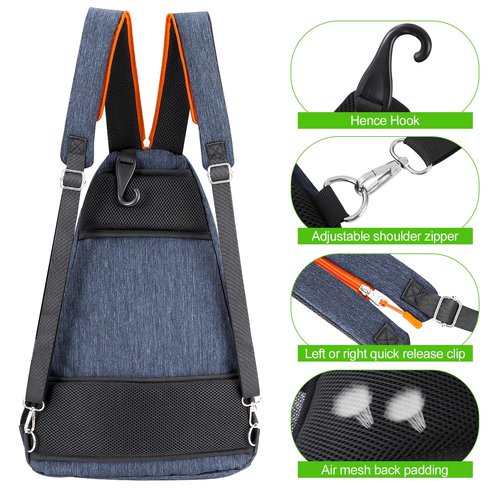 SUASLART Pickleball Bag for Men Women, Pickleball Backpack, Tennis Bag, Reversible Crossbody Sling Bag, Racket, Pickleball Paddle Bag with Fence Hook, Water Bottle Holder