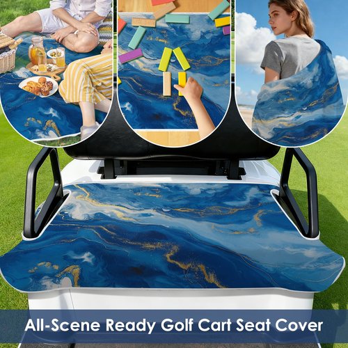 Roneenz Golf Cart Seat Covers - Blue Watercolor Golf Cart Seat Towel Blanket, Keeps Seat Comfortable, Soft and Comfortable, Suits Club Car and 2-Seat Golf Carts, 51" x 31"