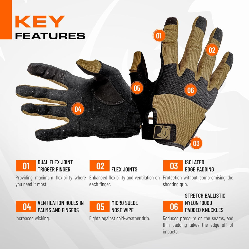 PIG Alpha Tactical Gloves - Full Dexterity Shooting Gloves | Touchscreen Compatible, Breathable