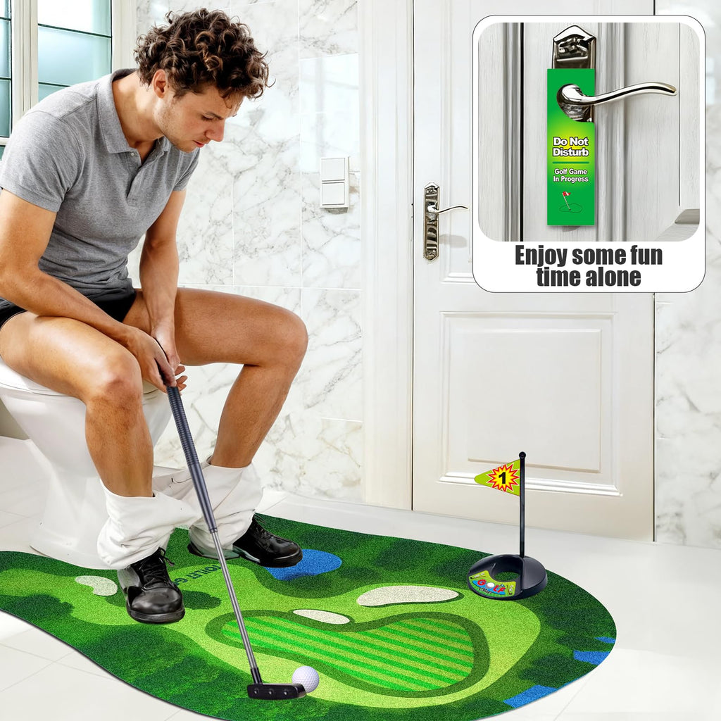 PITCOTT Toilet Golf Game, Mini Golf That Can Be Played in The Bathroom - Wonderful Toilet Time, Gag Gifts,Funny White Elephant Gift, Prank Gift for Dad Husband, Boyfriend, Men