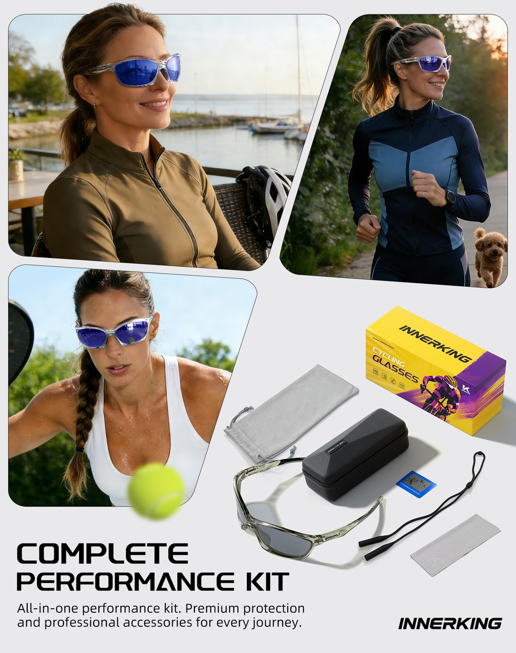 Innerking Sports Polarized Sunglasses for Men and Women, TR90 Fashion Retro Frame Designer Style Unisex, UV 400 Protection Sun Glasses for Fishing Cycling Driving Running