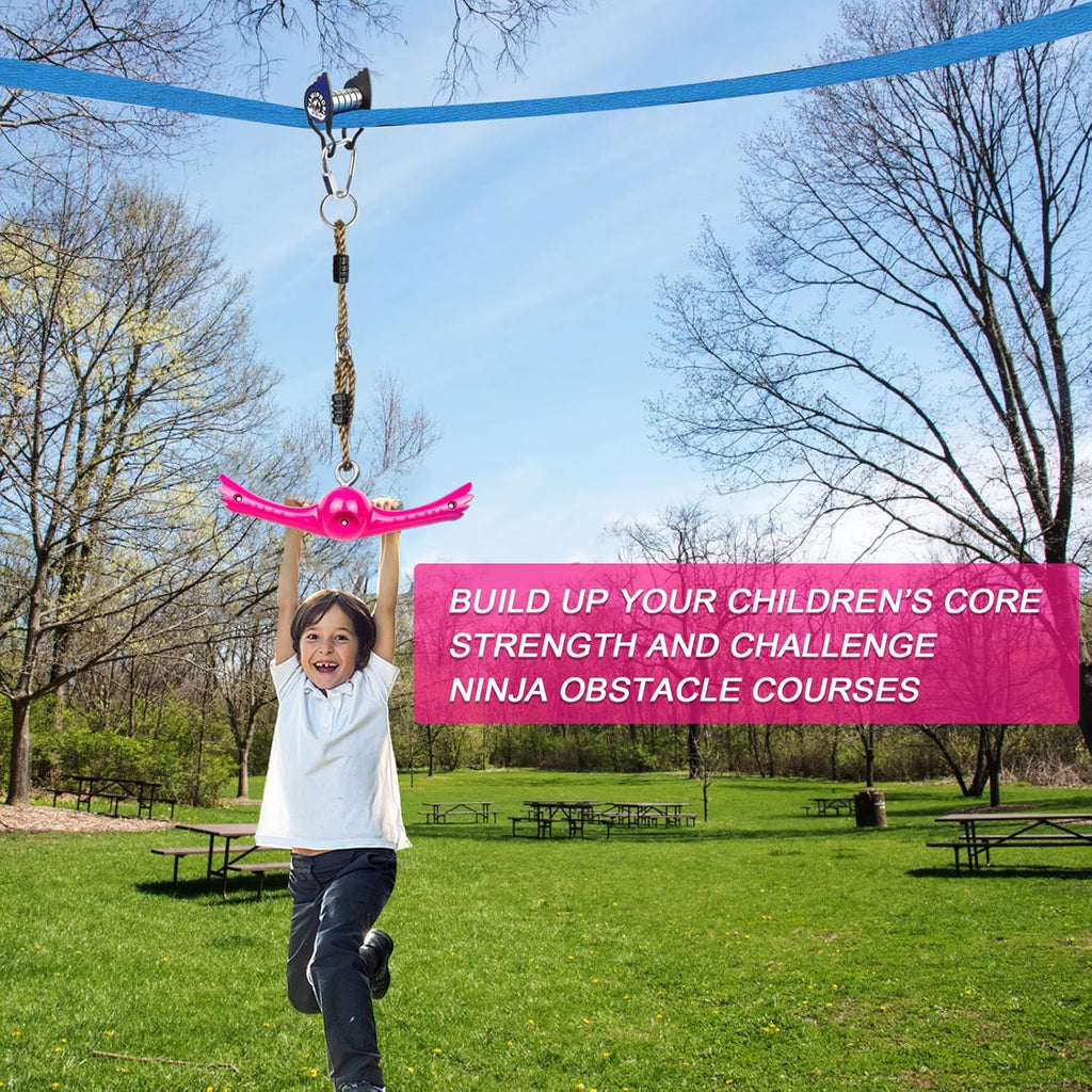 YAMIPROBI Ninja Twister Swing Set - 360° Handle for Twist & Spin Fun | Kids Ninja Warrior Accessories - Pink