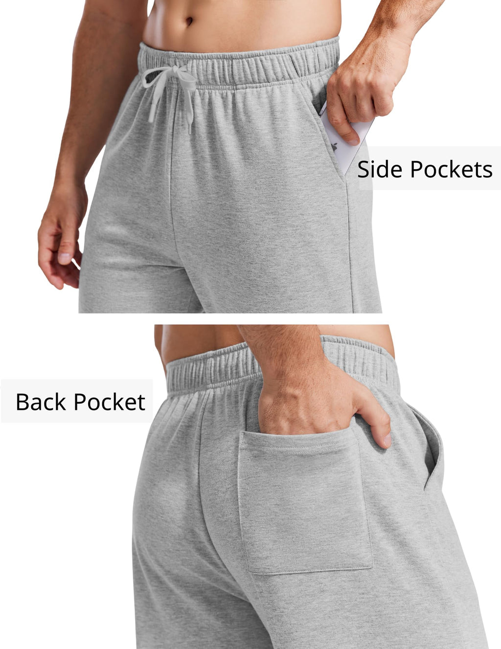 PINSPARK Men's Sweatpants with Pockets Open Bottom Jogger Sweatpants Uncuffed Lightweight Straight Leg Sweat Pants for Men Grey