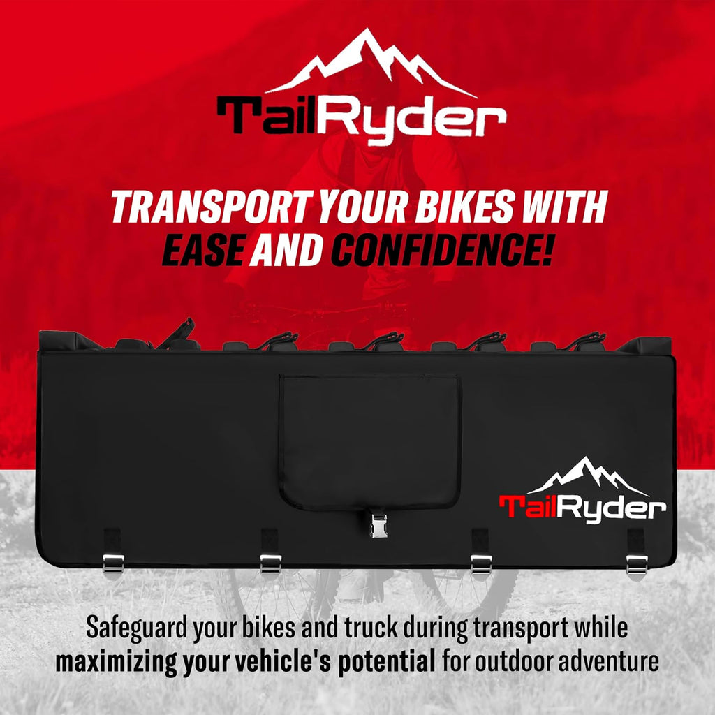 Truck Bike Tailgate Pad - 5-Bike Bed Rack Holder with Reversed Straps & Premium Metal Buckles