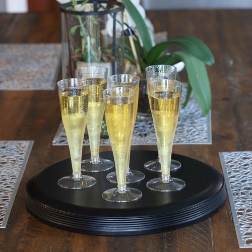 Mindful Design - 24 Pack Disposable Clear Champagne Flutes for Parties, Weddings, Mimosa Bars - Plastic Toasting Glasses With Mimosa Glasses