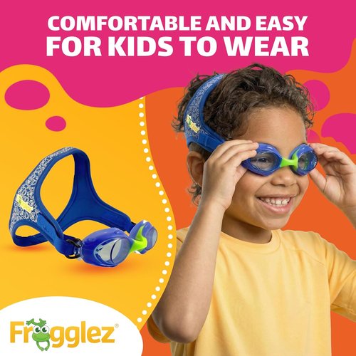 Frogglez Anti-Fog Swimming Goggles - Premium Pain-Free Strap for Kids Ages 3-10 | Comfortable Fit