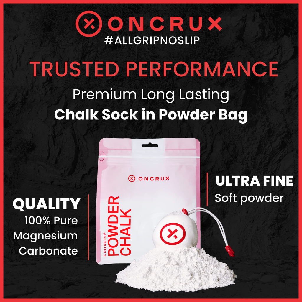 Oncrux Chalk Sock 2 oz - Premium Refillable Chalk Ball - Made in USA - Performance Grade Grip Enhancer for Weightlifting, Rock Climbing, Gymnastics, Disc Golf and More