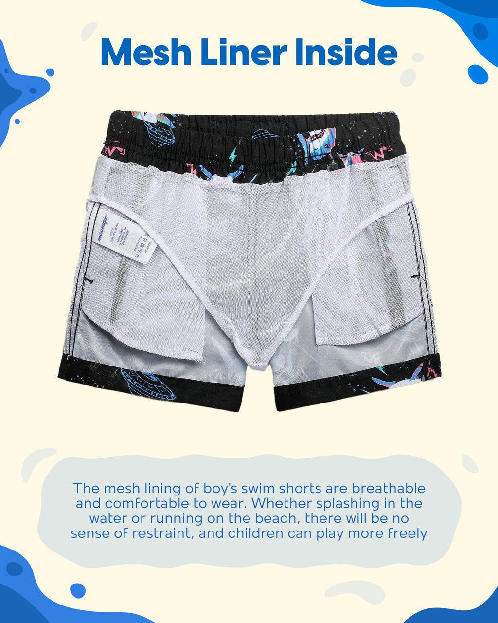 maamgic Boys Swim Trunks Toddler Swim Shorts Little Boys Bathing Suit Swimsuit Toddler Boy Swimwear Shark Black 3T