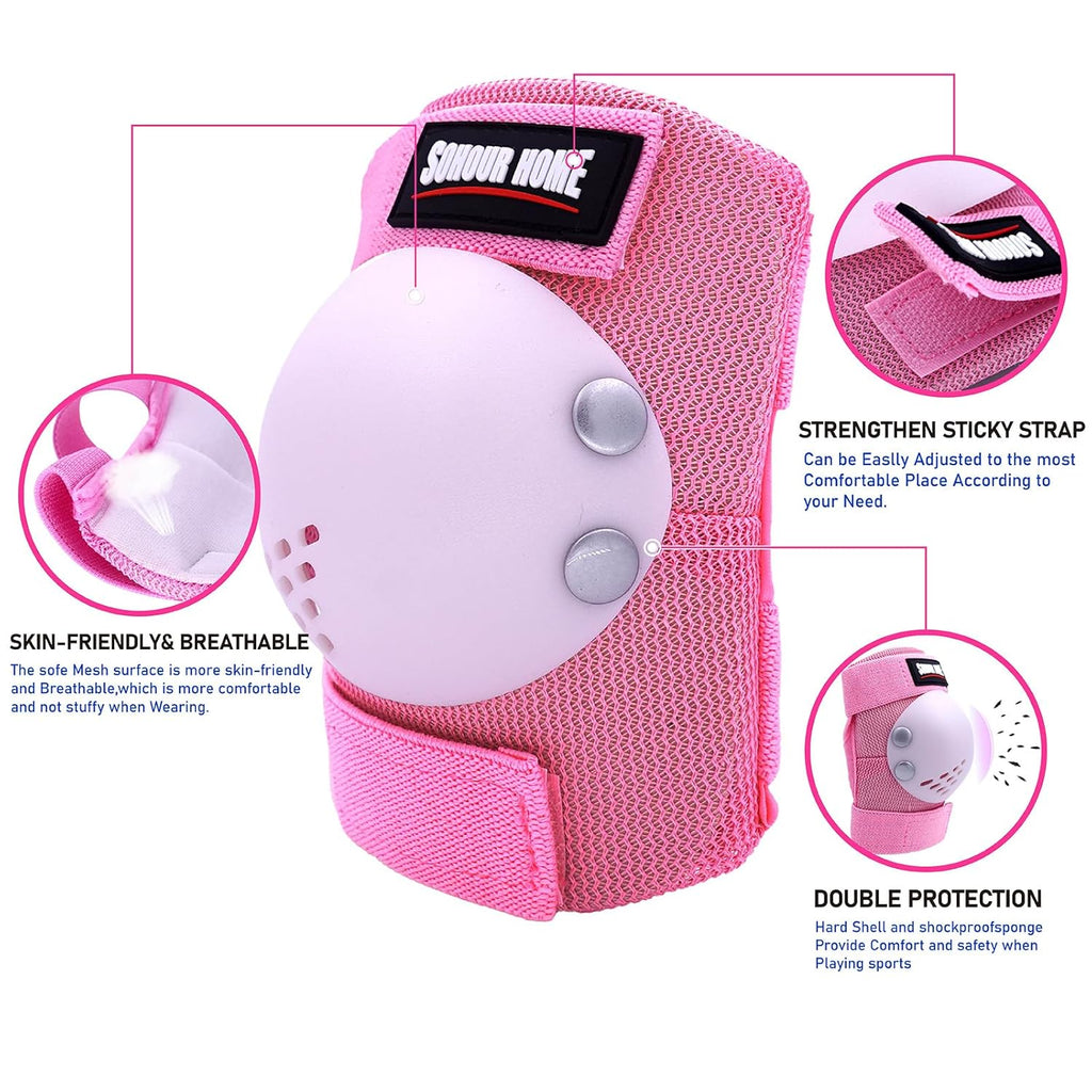 Skiennix Kids Protective Gear Set - Knee Pads, Elbow Pads & Wrist Guards | For Ages 3-15, Ideal for Roller Skating, Cycling & More