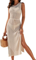 BMJL Women's Swimwear Cover-Up - Crochet Hollow Out Design | Sleeveless Beach Dress in Long Style