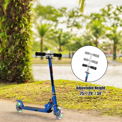 Goplus Folding Kick Scooter - Deluxe Aluminum with Flash Wheels & Adjustable Height for Kids