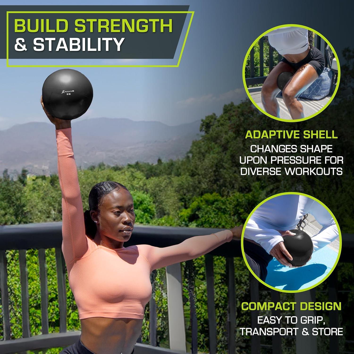 ProsourceFit Weighted Toning Exercise Balls - Ideal for Pilates, Yoga & Strength Training | 2 lb to 8 lb, Color Coded