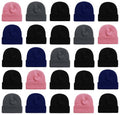 25 Pack Winter Beanie Hats, Unisex Thermal Toboggan Cold Weather Cuffed Caps Bulk Bundle