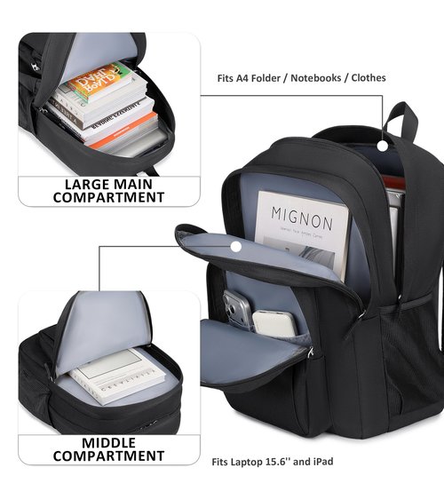 abshoo Classical Basic Womens Travel Backpack For College Men Water Resistant Bookbag (Black)