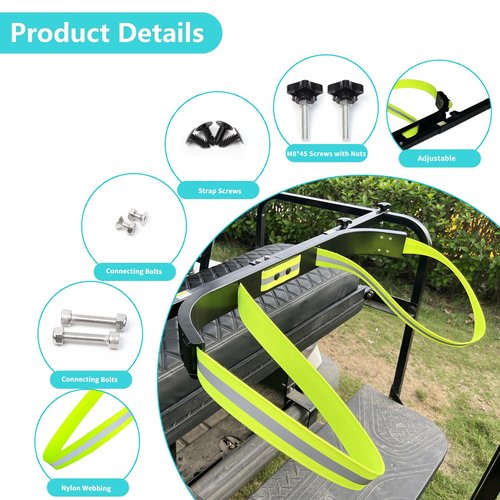 DoonMi Universal Golf Bag Holder Attachment No-Drilling Required for EZGO, Club Car, and Yamaha, Adjustable Rear Seat Golf Cart Club Holder.