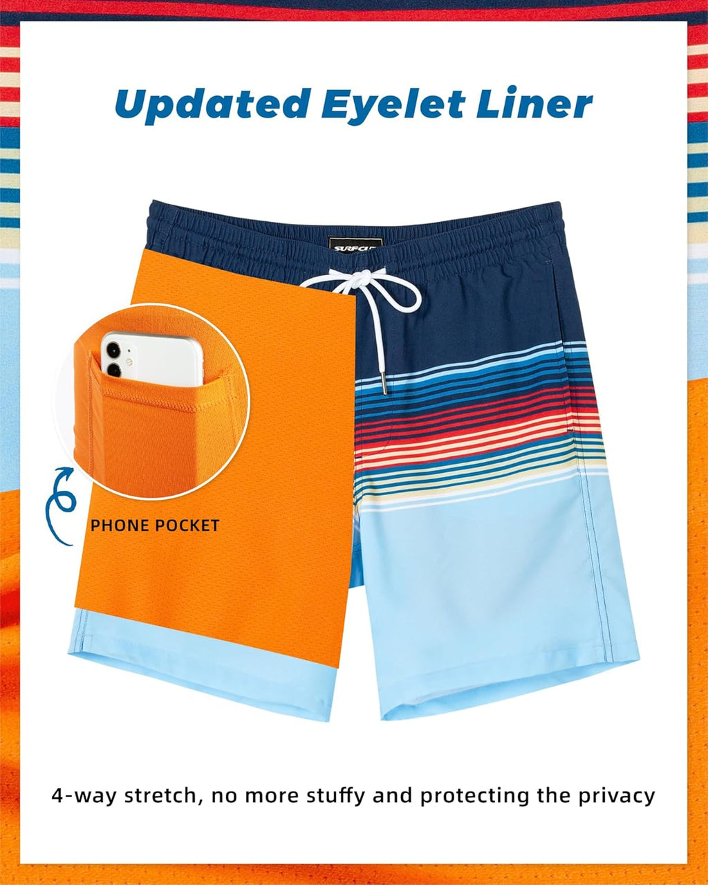 Surf Cuz Men's Swim Trunks - Quick-Dry 7" Compression Liner Swim Shorts | Stretchy & Comfortable