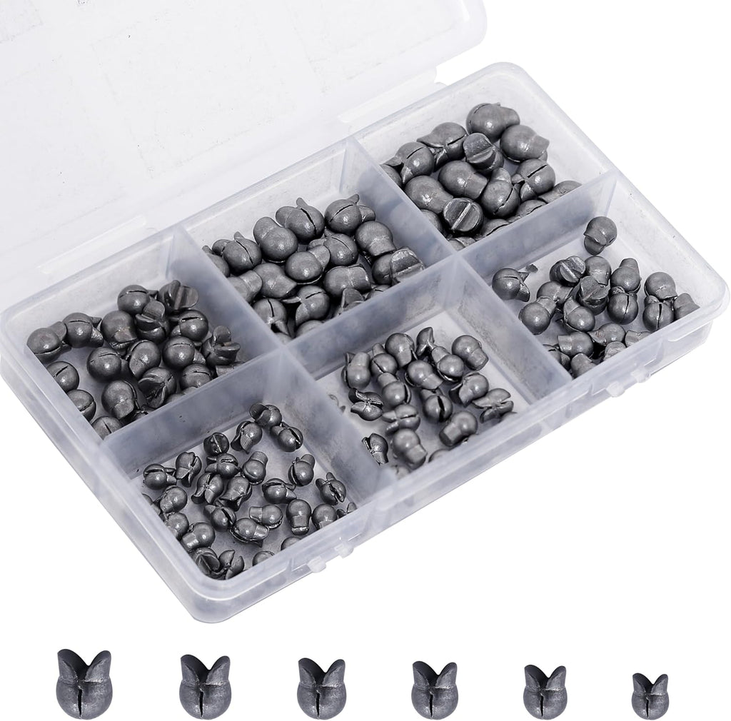 Split Shot Fishing Weights - Round Removable Sinkers for Fly & Bass Fishing | 6 Sizes Available