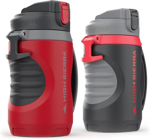 HIGH SIERRA [2 PACK] BPA FREE, 64 OZ Insulated Water Jug, [Silicone Spout – NO MORE TEETH BUMPS] Built-in Fence Anchor, Keeps Iced Water Cold for Hours, EXTRA LARGE Sports Bottle 1.89 Litter Capacity
