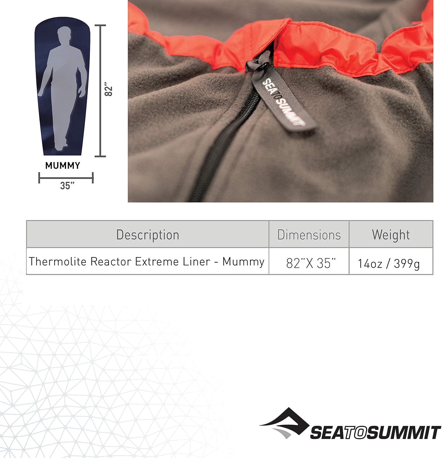 Sea to Summit Thermolite Reactor Extreme Sleeping Bag Liner - Red | 90 x 210 cm for Ultimate Warmth