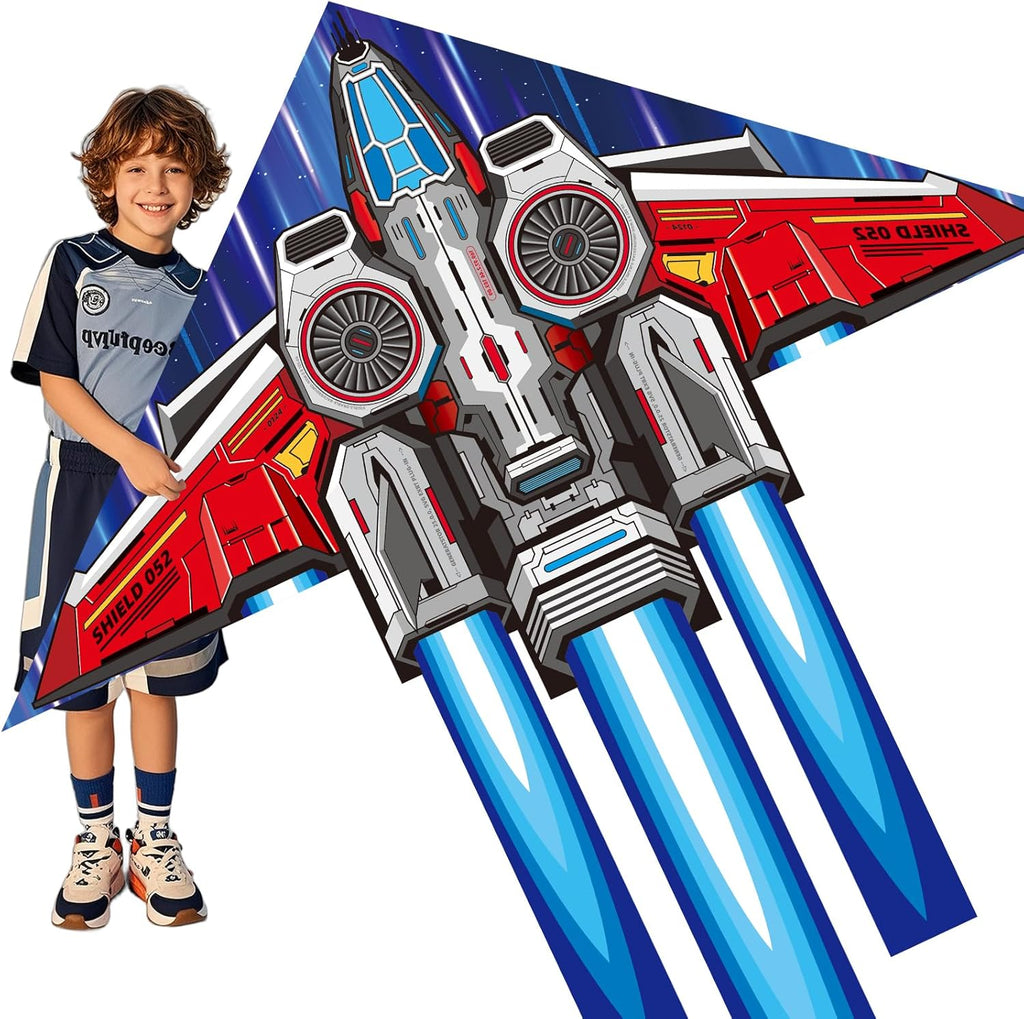 Spaceship Kite - Easy to Fly for Kids & Adults | Perfect for Outdoor Games - Red Space Ship