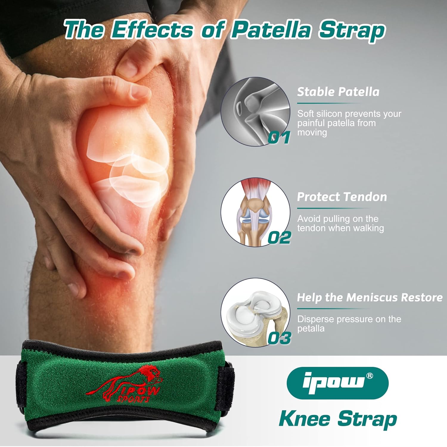 Skiennix Knee Strap - Adjustable Support for Pain Relief | Green Color