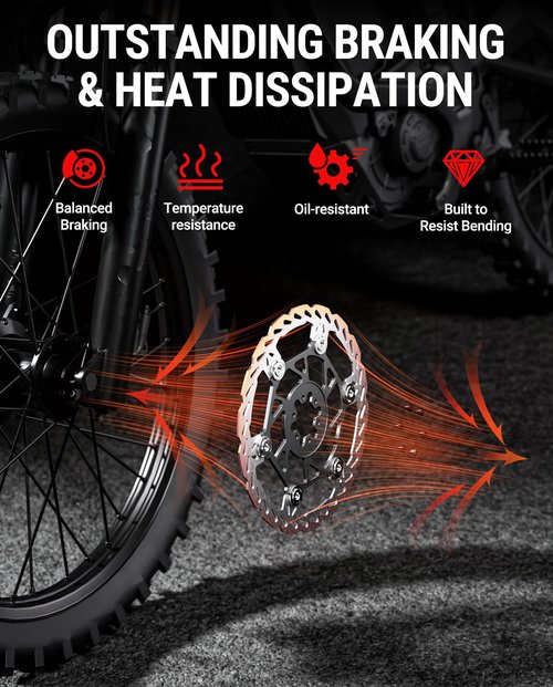 Floating Front Disc Brake Rotor(220mm),Aircraft Aluminum Core,Stainless Steel MTB Brakes Rotors with 6-Hole,Thickness 2.3mm,for Talaria Sting R MX3,MX4,Sur-Ron Light Bee X LBX,Segway X160/X260 (Front)
