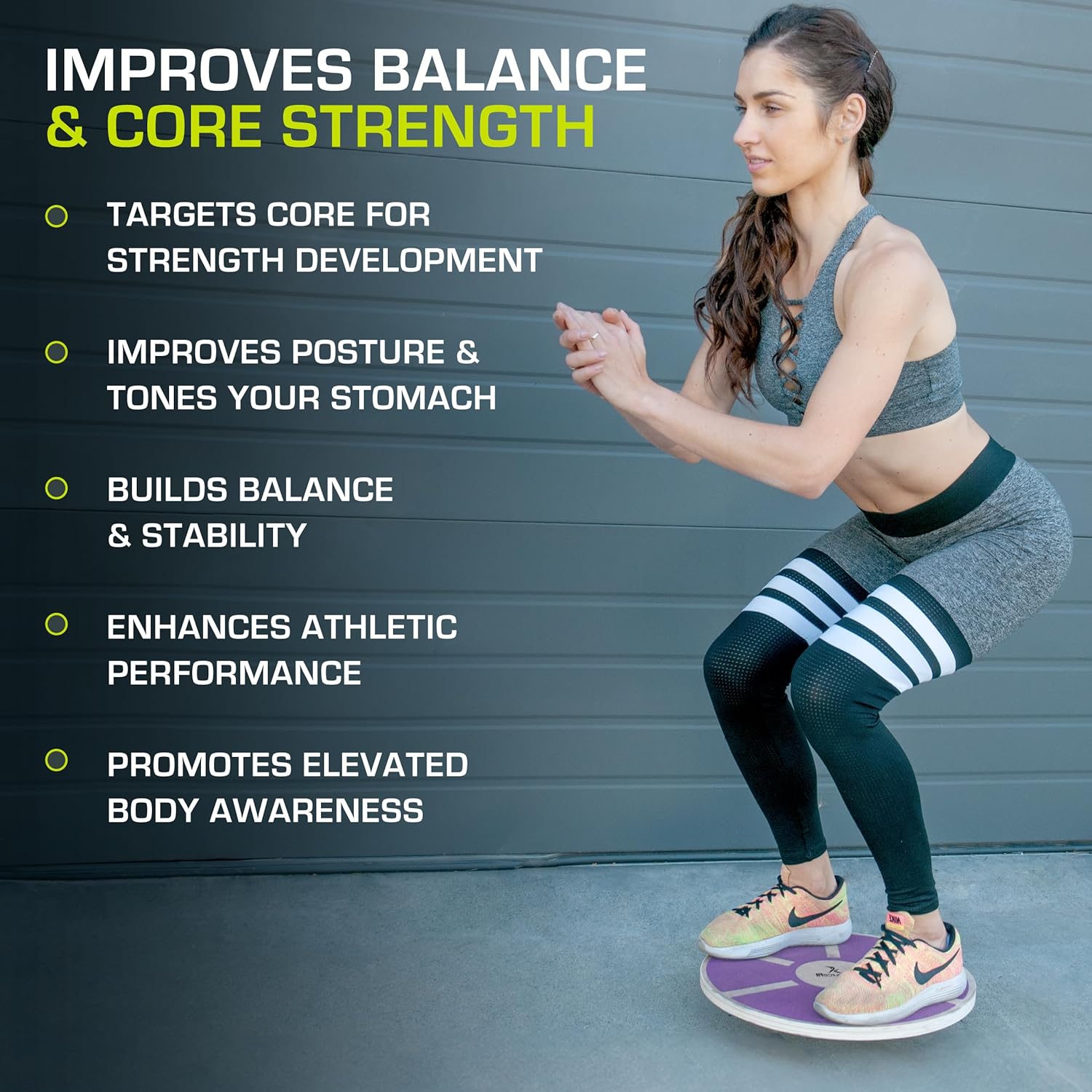 ProsourceFit Wooden Balance Board - Non-Slip Wobble Trainer for Stability & Core Strength | 15.75in Diameter