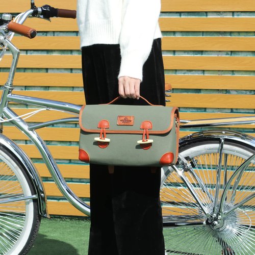 TOURBON Canvas Bike Basket Bicycle Front Bar Bag