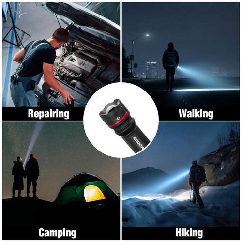 Arrow LED Flashlight 500 Lumens, Zoomable Flash Light with High-Low-Strobe Modes, Bright Handheld Flashlights for Outdoor, Camping, Repair, or Emergency Use, 3 AAA Batteries Included