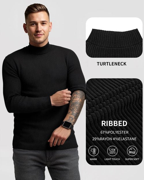 MANGOPOP Men's Mock Turtleneck Shirts Long Sleeve Shirts Pullover Ribbed Sweater Fall Fashion 2025