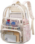 BTOOP Clear Backpack Heavy Duty Transparent Backpack 17" See Through Bookbag for College Work Festival Security with Padded Strap Large Capacity