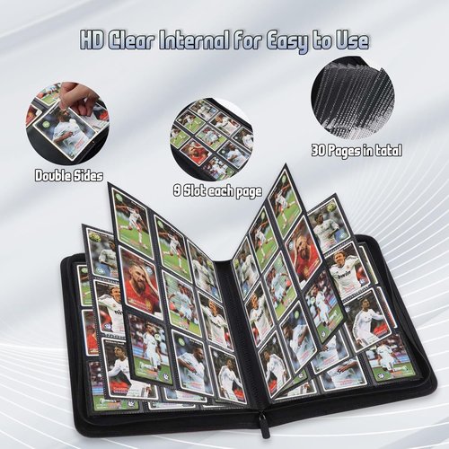 Arkeiliy Card Binder - 9 Pocket Double-Sided Trading Card Holder | Premium Zip Album for 540 MTG (Black)