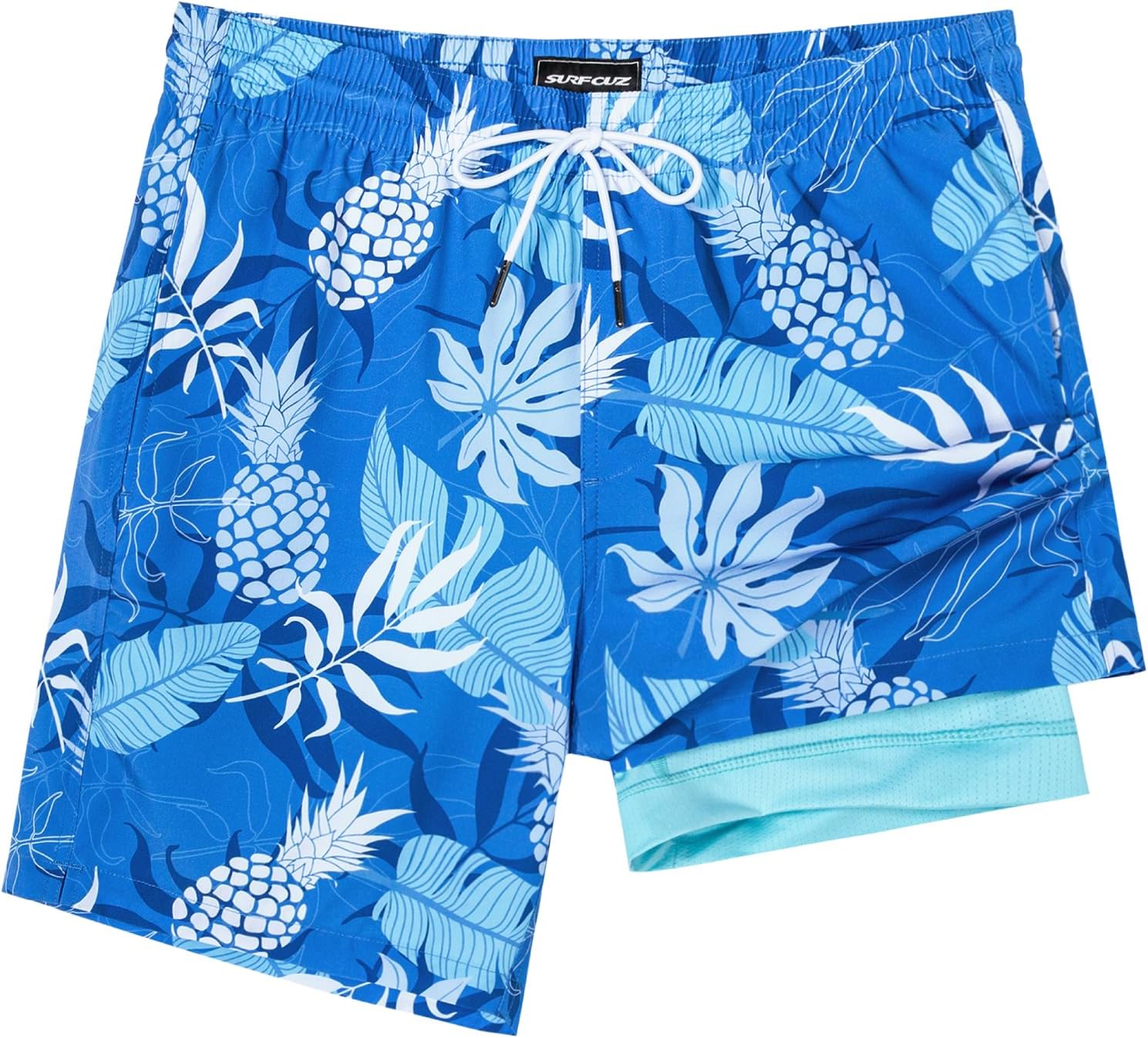 Surf Cuz Men's Swim Trunks - Quick-Dry 7" Swim Shorts with Compression Liner for Comfort