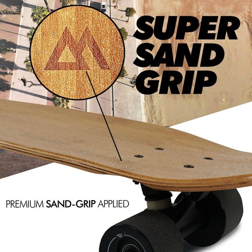 Magneto Mini Cruiser Skateboard - Portable Bamboo Mini Longboard - Double-Kick Concave Carving Skateboard - 27.5 in x 7.5 in Deck, Bamboo