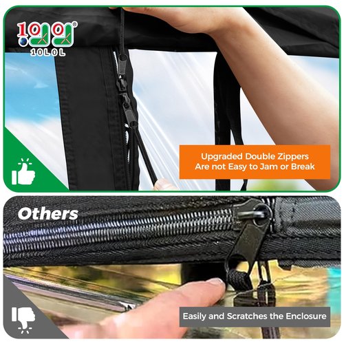 10L0L Universal Golf Cart Enclosure Compatible with EZGO TXT and Club Car Tempo/Onward/DS/Precedent Models, 2-Passenger Golf Cart Waterproof 420D Material Windproof Transparent on 2 Sides (Black)