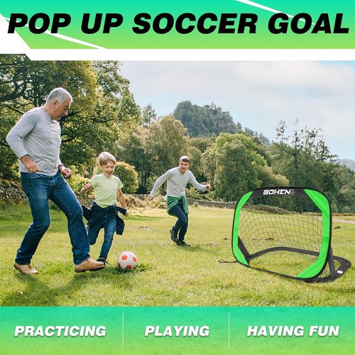 BOHEN Pop Up Soccer Goals for Kids - Foldable Portable Soccer Net for Outdoor & Indoor Play (3.3x2.2FT)