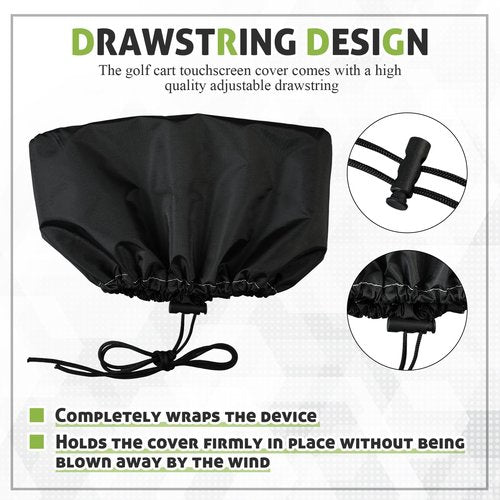 Copkim Golf Cart Waterproof Touchscreen Cover with Drawstring 10 x 4.5 x 7 Inch Oxford Fabric Black Waterproof Protection Golf Cart Accessories Protects Screen Device from Adverse Weather Damage