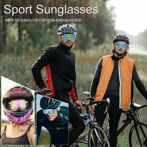 Long Keeper Cycling Sports Sunglasses for Men Women Mountain Bike Glasses Baseball Running Fishing Hiking Sun Glasses (ClearGreyFrameBlueLens)