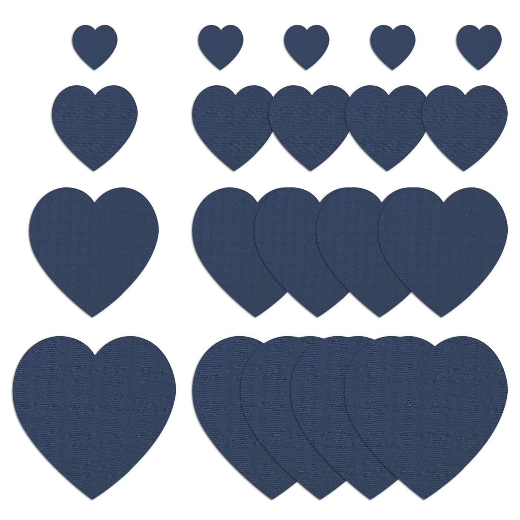 20Pcs Down Jacket Repair Patches Dark Blue Waterproof Self Adhesive Pre-Cut Nylon Repair Patches Kit for Jackets Coats Clothing Tents Sleeping Bags, Heart