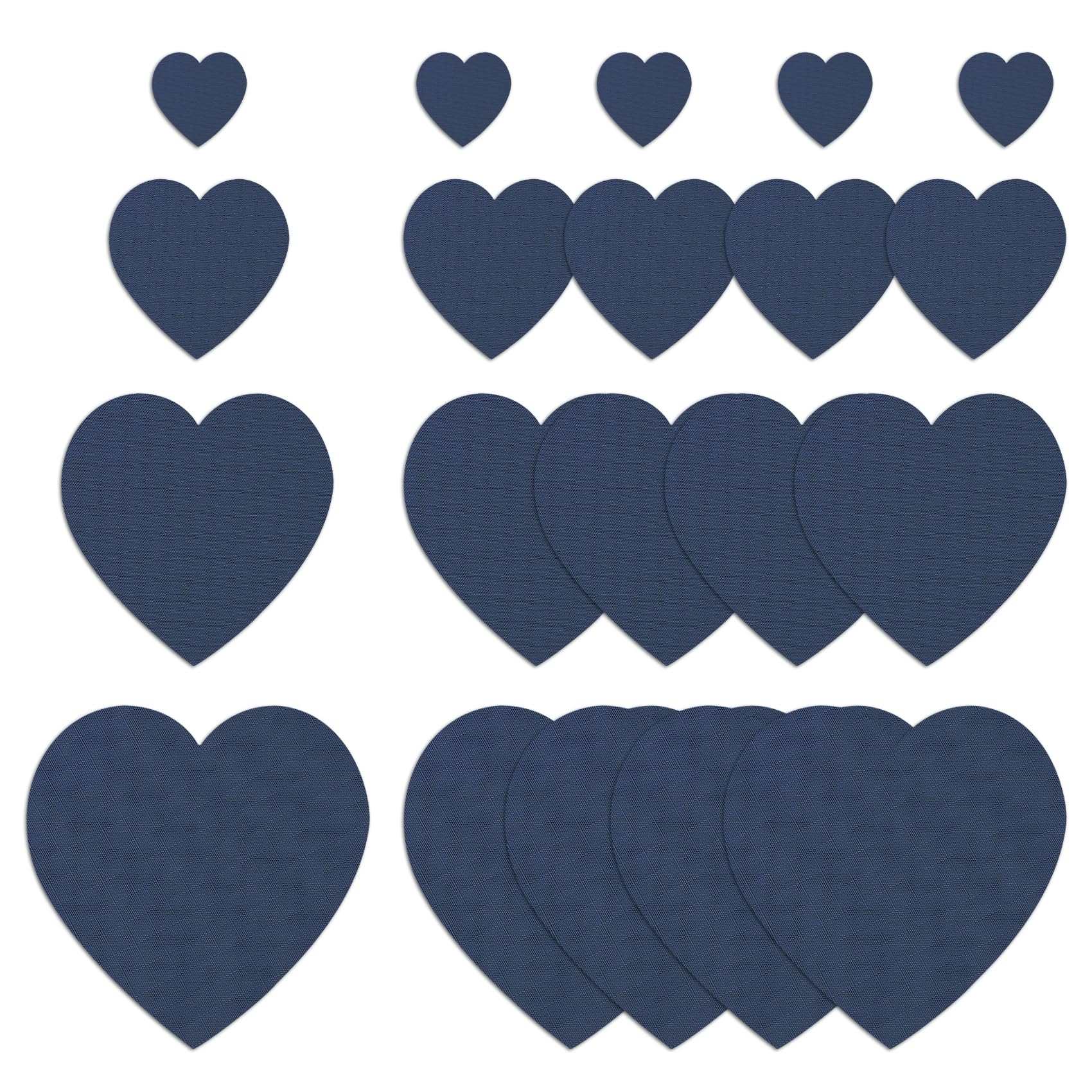 20Pcs Down Jacket Repair Patches Dark Blue Waterproof Self Adhesive Pre-Cut Nylon Repair Patches Kit for Jackets Coats Clothing Tents Sleeping Bags, Heart